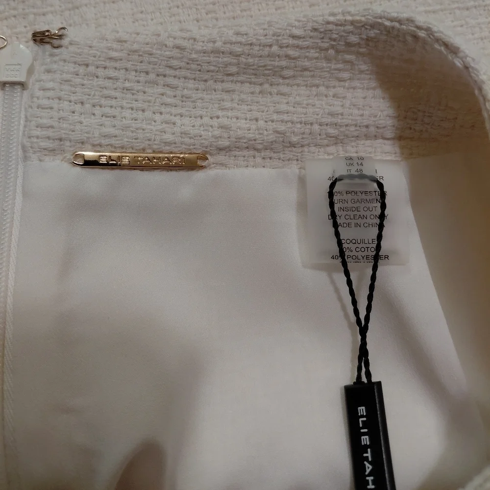 Elie Tahari Cream Classic Heavy Knit Mini Skirt Size 10 NWT